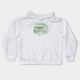 Fresh flower truck in watercolor Kids Hoodie